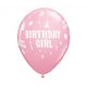 La mulți ani Pink Balon Happy Birthday Girl, set de 6 buc, 11 inch (28 cm)