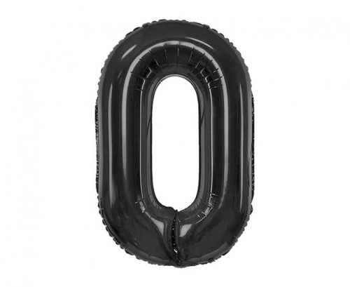 Numere B&C Matt Black Balon din folie neagră cu numărul 0, 85 cm