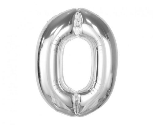 Numere Silver Balon din folie argintiu cu cifra 0 de 92 cm