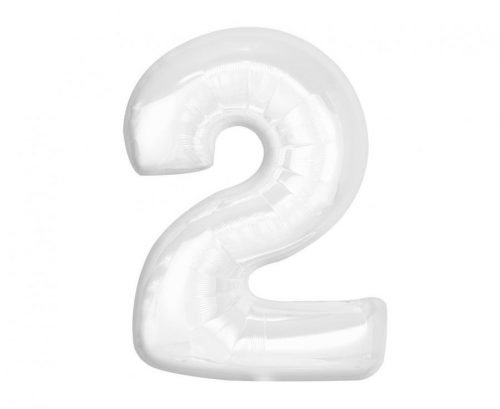 Numere B&C White Balon din folie alb cu numărul 2, 92 cm