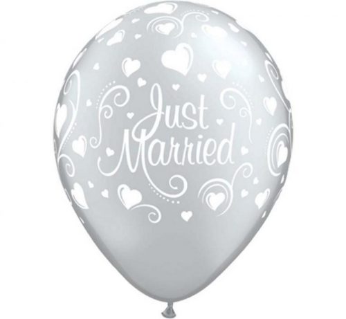 Nuntă Baloane inimioare Metallic Just Married, set de 6, 11 inci (28cm)