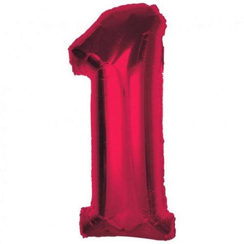 Numere Red Balon din folie roșu cu numărul 1, 92 cm