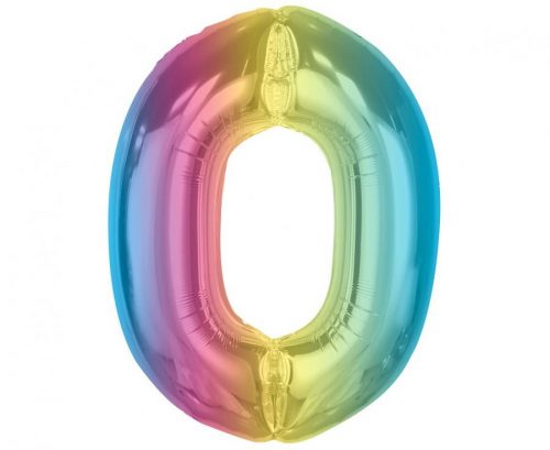 Numere Rainbow Balon din folie de culori cifra 0, 92 cm