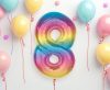 Numere Rainbow Balon din folie, numărul 8 colorat, 92 cm