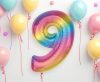 Numere Rainbow Balon din folie colorat număr 9, 92 cm