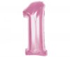 Numere Light Pink Balon din Folie Roz cu Numărul 1 de 92 cm