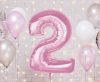 Numere Light Pink Balon cu Foaie Numărul 2 Roz 92 cm