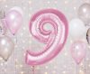 Numere Light Pink Balon din folie roz cifră 9, 92 cm