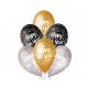 An Nou Fericit! Happy New Year Gold Silver Black balon, 6 buc 12 inch (30 cm)