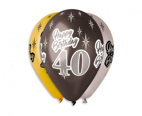 La mulți ani Happy Birthday 40 Balon Metallizat, 6 bucăți 12 inch (30 cm)