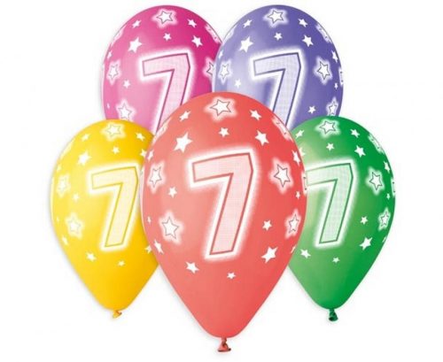 La mulți ani Star Happy Birthday 7 baloane, set de 5, 13 inch (33 cm)