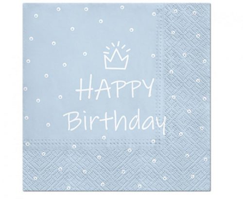 La mulți ani Light Blue Happy Birthday Șervețel Albastru 20 buc 33x33 cm