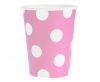 Colorat Pink Polka Dots Set de 6 pahare de hârtie roz, 270 ml