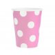 Colorat Pink Polka Dots Set de 6 pahare de hârtie roz, 270 ml