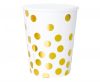 Colorat Gold Dots White Pahare de hârtie cu buline, set de 6, 270 ml