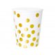 Colorat Gold Dots White Pahare de hârtie cu buline, set de 6, 270 ml