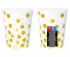 Colorat Gold Dots White Pahare de hârtie cu buline, set de 6, 270 ml