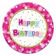 La mulți ani Pink Farfurii de hârtie Happy Birthday set de 6 bucăți 18 cm