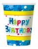 La mulți ani Blue Pahar de hârtie Happy Birthday 6 buc 270 ml