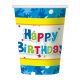 La mulți ani Blue Pahar de hârtie Happy Birthday 6 buc 270 ml