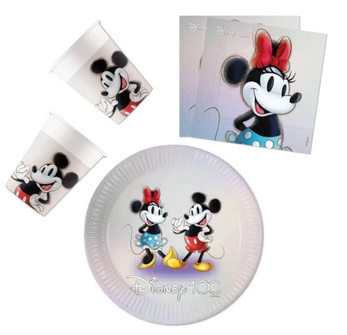 Disney Minnie  Disney 100 Set de petrecere Minnie cu farfurie de 23 cm - 36 bucăți