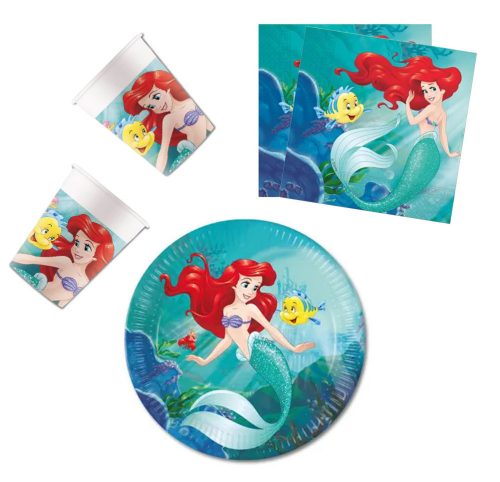 Prințesele Disney Ariel Curious Set de petrecere 36 buc cu farfurii de 23 cm