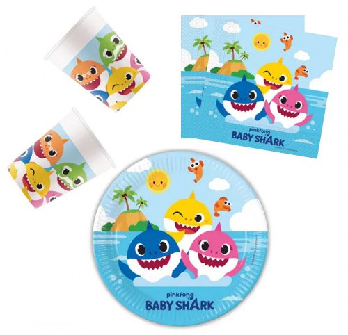 Baby Shark Fun in the Sun set de petrecere 36 de piese cu farfurii de 23 cm