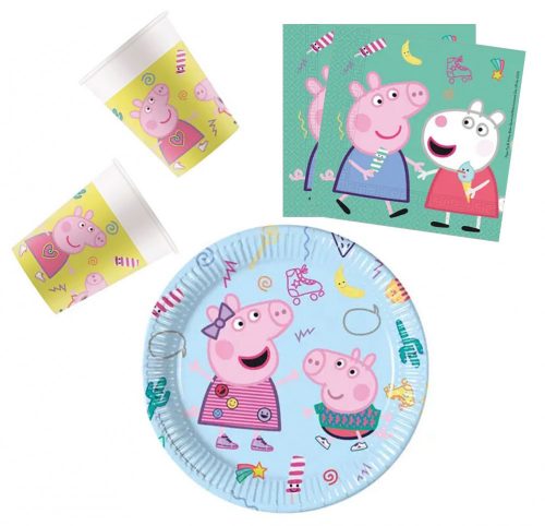 Purcelușa Peppa Messy Play set de petrecere cu 36 de piese și farfurie de 23 cm