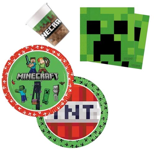 Minecraft Green set de petrecere 36 bucăți cu farfurie de 23 cm