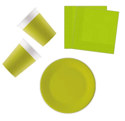 Colorat Unicolour Light Green, Set de petrecere verde 36 bucăți cu farfurie de 20 cm