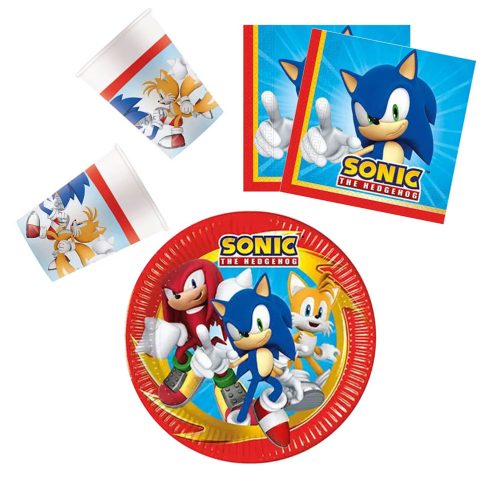 Sonic Ariciul Sega Set de petrecere Sonic ariciul, 36 bucăți cu farfurii de 23 cm