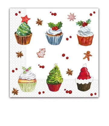 Crăciun Christmas Cupcakes i șervețel 20 buc 33x33 cm