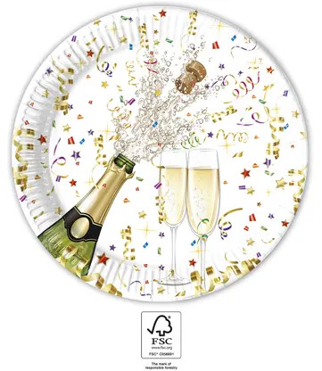 Celebrare strălucitoare Sparkling Celebration farfurie de hârtie 8 buc 23 cm FSC