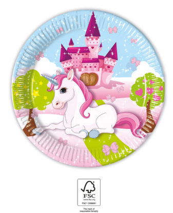 Unicorn Castle farfurie de hârtie 8 buc 20 cm FSC