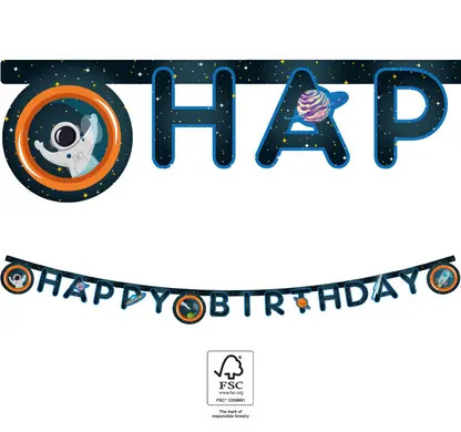 Spațiu Rocket Space Banner Happy Birthday FSC 2 m