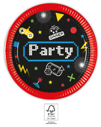 Gamer Gaming Party farfurie din hârtie 8 buc 20 cm FSC