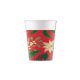 Crăciun Holly Poinsettia i pahar de hârtie 8 buc 200 ml FSC