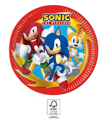 Sonic Ariciul Sega Farfurii de hârtie Sonic ariciul 8 buc 23 cm FSC