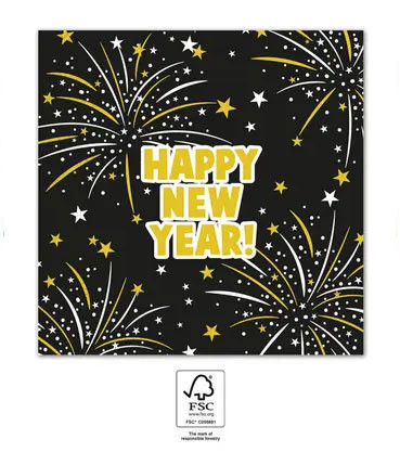 An Nou Fericit! Flares Șervețel Happy New Year 20 buc 33x33 cm