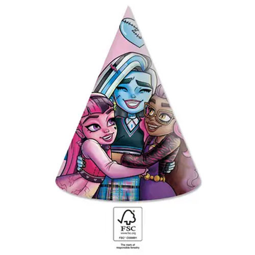 Monster High Friends pălărie de petrecere, şapcă 6 buc FSC