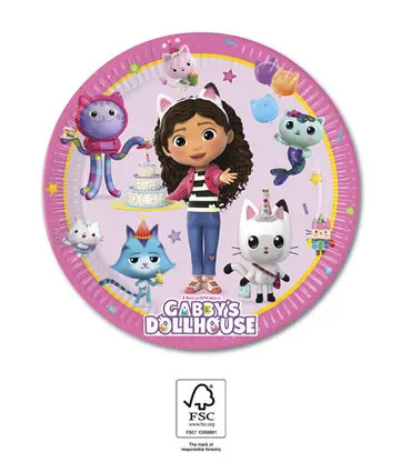 Gabby's Dollhouse Friends farfurie din hârtie 8 buc 20 cm FSC