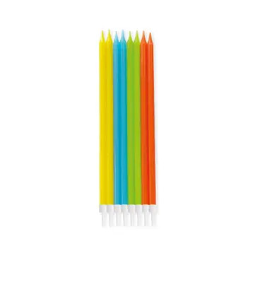 Colorat Bright Colors set de lumânări pentru tort cu suporturi, 16 buc