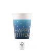 La mulți ani Golden Blue Pahar de hârtie Happy Birthday, 8 buc, 200 ml, FSC