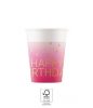 La mulți ani Golden Pink Pahar de hârtie Happy Birthday, 8 buc, 200 ml, FSC