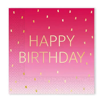 La mulți ani Golden Pink Șervețel Happy Birthday 20 buc 33x33 cm FSC