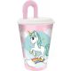 Unicorn Pahar Range cu pai, plastic 430 ml