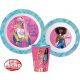 Barbie set de masă, set din plastic pentru microunde, cu pahar de 260 ml