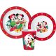 Disney Minnie  and Mickey Set de masă pentru Crăciun, set din plastic, cu pahar de 260 ml