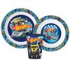 Hot Wheels Blue Fire set de tacâmuri, set de plastic micro, cu pahar de 260 ml