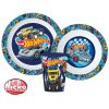 Hot Wheels Blue Fire set de tacâmuri, set de plastic micro, cu pahar de 260 ml